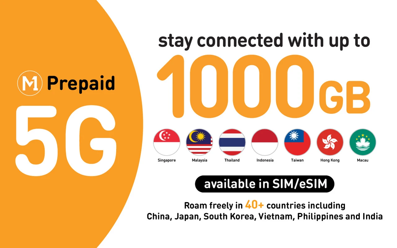 M1 5G Singapore SIM Card (SG Airport & City Pick Up)