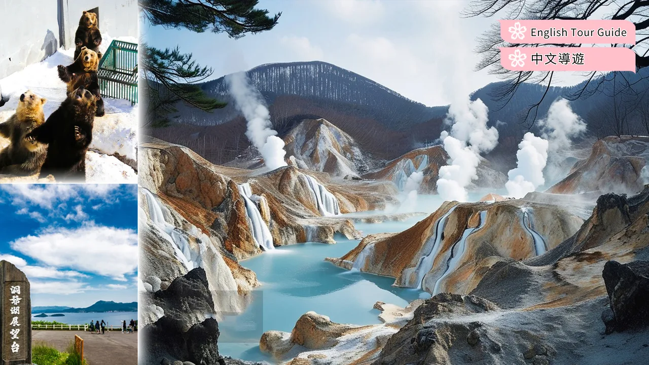 Noboribetsu & Lake Toya & Bear Ranch or Mount Usu Day Trip