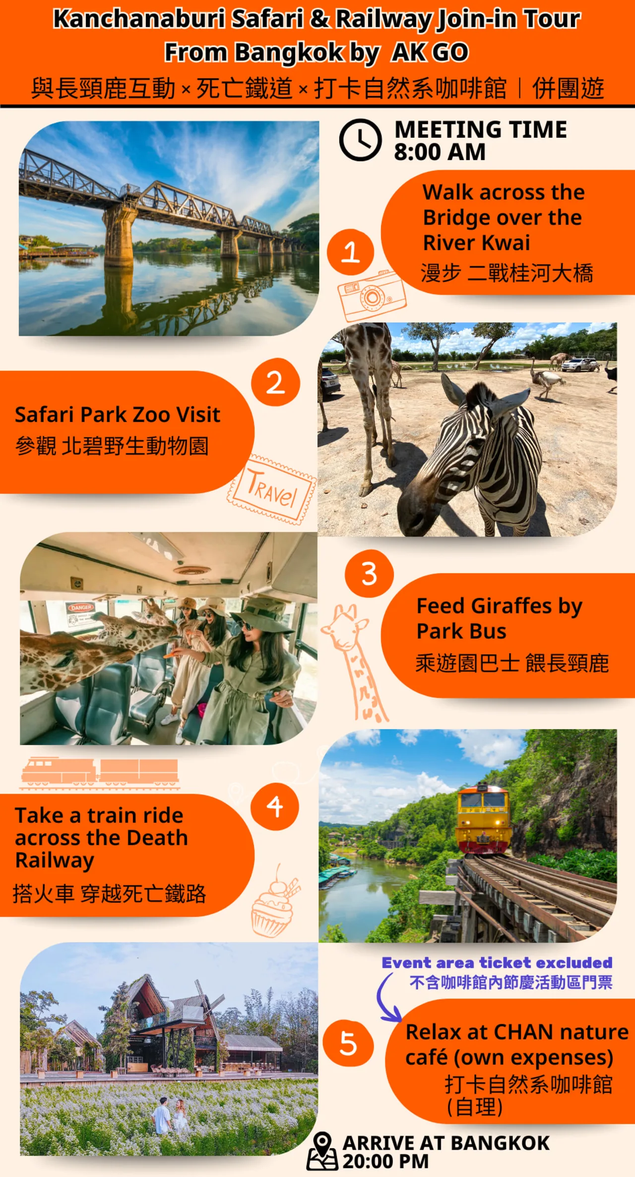 Kanchanaburi Safari Park and River Kwai Bridge Day Tour