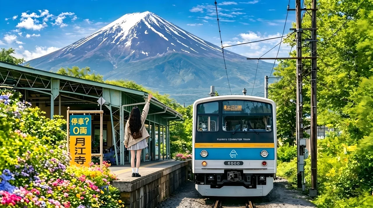 Mount Fuji seasonal limited check-in, must-visit one-day tour for influencers: Mount Fuji Scenic Train & Lake Kawaguchiko & Arakurayama Sengen Park & Hikawa Clock Shop (multiple routes available)