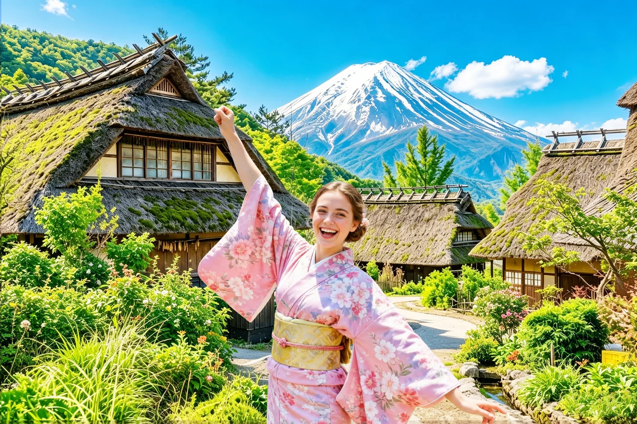 [One-Day Tour Exploring Scenic Spots of Mt. Fuji] Iyashi no Sato Nenba in Lake Saiko & Arakurayama Sengen Park & Lake Kawaguchi Oishi Park & Oshino Hakkai (From Tokyo)